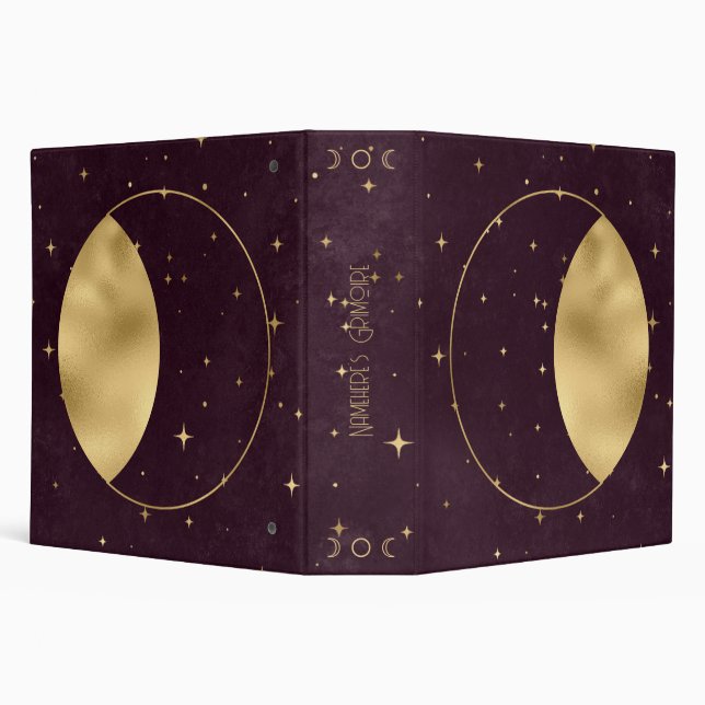 Create Your Own Wine & Gold Celestial Moon Binder (Background)