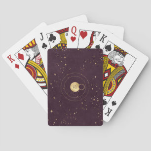 Create Your Own Wine & Gold Celestial Planets Playing Cards