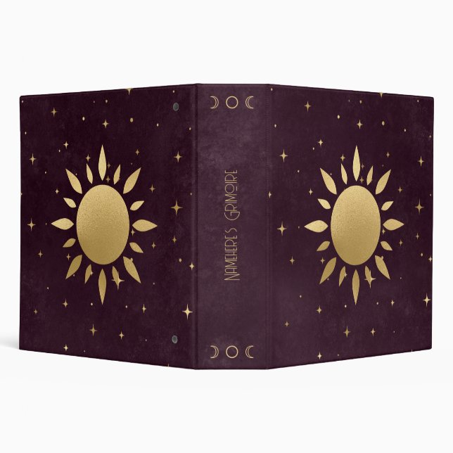 Create Your Own Wine & Gold Celestial Sun Burst Binder (Background)