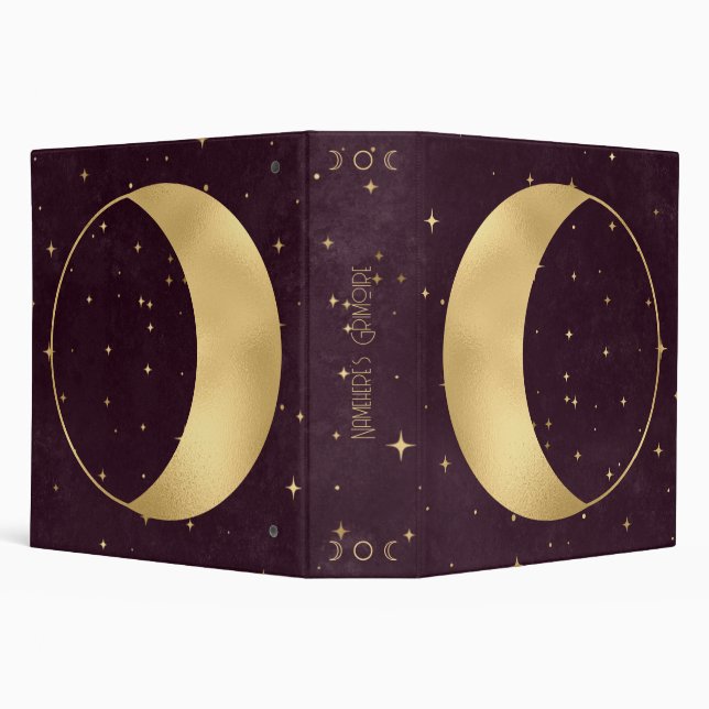 Create Your Own Wine & Gold Crescent Full Moon Binder (Background)
