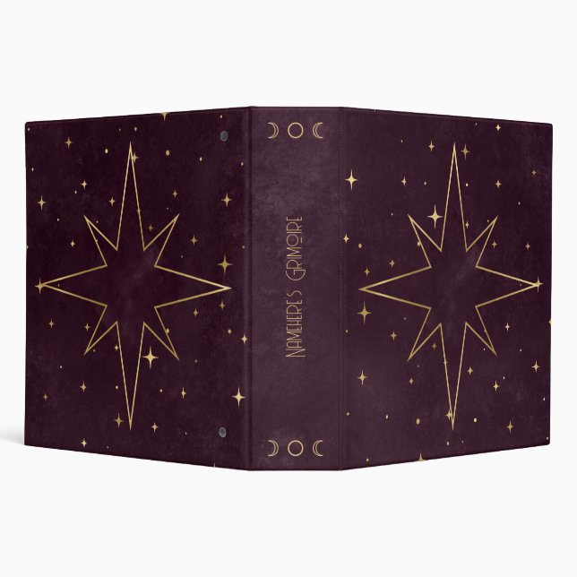 Create Your Own Wine & Gold Eight-Pointed Star Binder (Background)