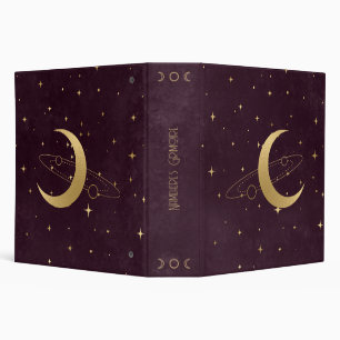 Create Your Own Wine & Gold Moon & Planets Binder