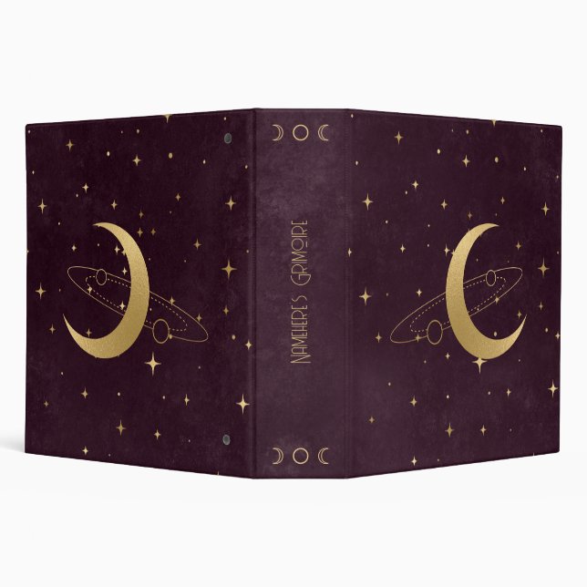 Create Your Own Wine & Gold Moon & Planets Binder (Background)