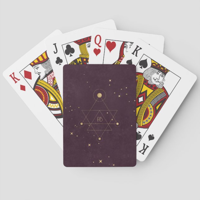 Create Your Own Wine & Gold Sacred Geometry Playing Cards (Back)
