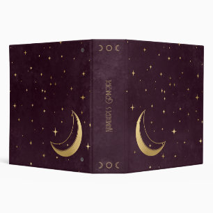 Create Your Own Wine & Gold Starry Crescent Moon Binder