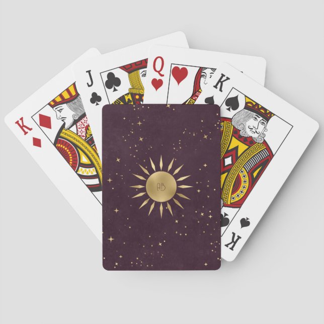 Create Your Own Wine & Gold Sun Mandala Playing Cards (Back)