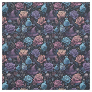Create Your Own Witchy Gold Pink Purple Blue Roses Fabric