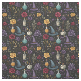 Create Your Own Witchy Red Purple Yellow Roses Fabric