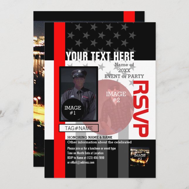 Create Your Own with 4 images and 12 lines of text Invitation (Front/Back)