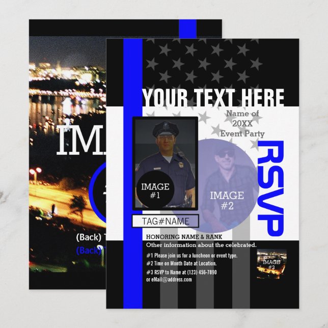 Create Your Own with 4 images and 12 text lines Invitation (Front/Back)