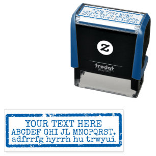 Create your own words blue ink text self-inking stamp