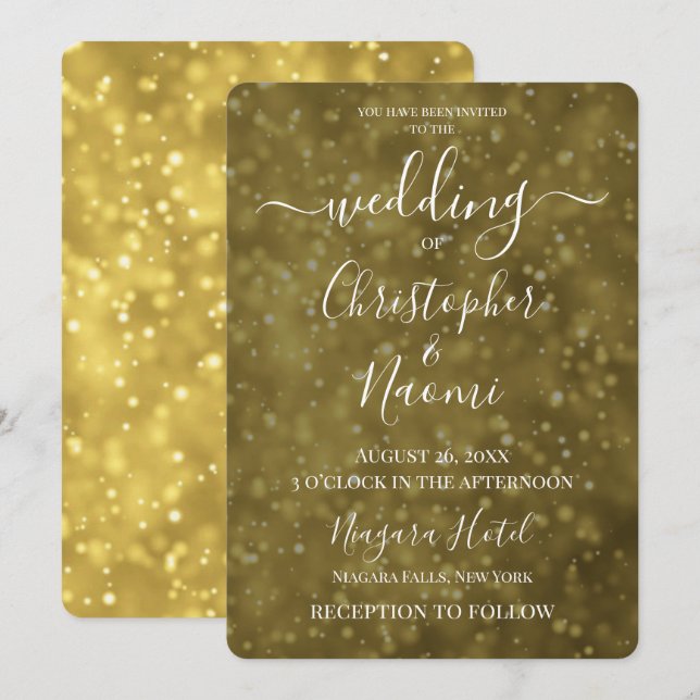 Create Your Own Yellow Gold Lights Invitation (Front/Back)