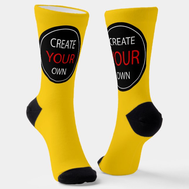 Create Your Own - Yellow, Photo, Personal / Custom Socks (Angled)