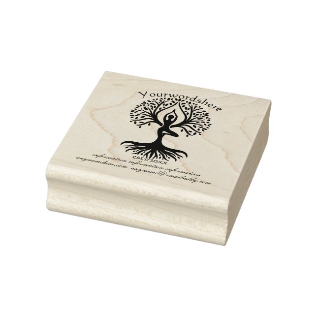 Create Your Own Yoga Pose Tree of Life Logo Rubber Stamp (Stamp)