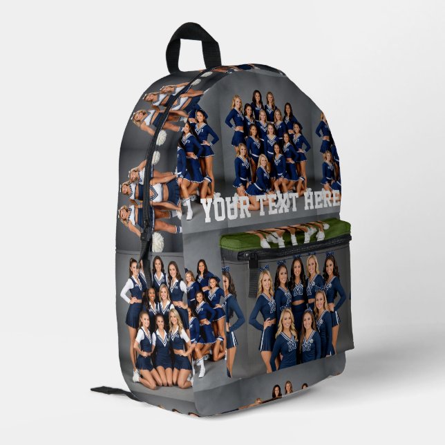 "create your own" your image here cheerleading  printed backpack (Back Corner Left)