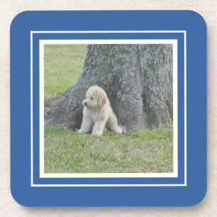 Create Your Own Your Photo Template Blue & White Coaster