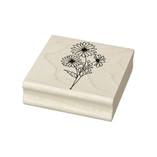 Create Your Own Zinnia Blossoms Flower Floral Rubber Stamp