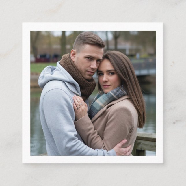 Create Your Perfect Couple Image Personalized Art Square Business Card (Front)