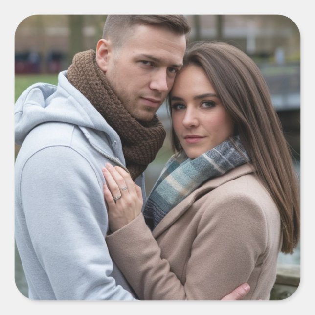 Create Your Perfect Couple Image Personalized Art Square Sticker (Front)