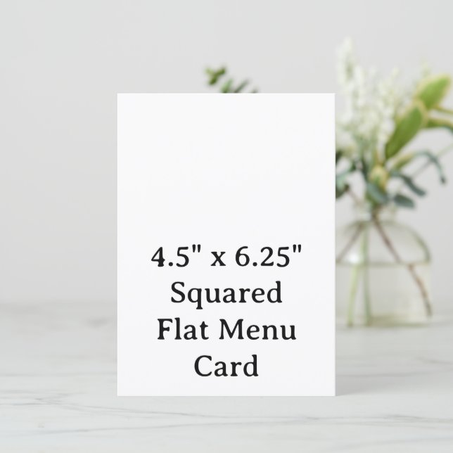 Create Your Personalized 4.5" x 6.25" Squared Flat Menu (Standing Front)