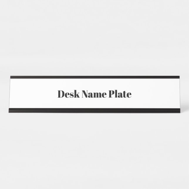 Create Your Personalized Long Black Desk Name Plate (Front)