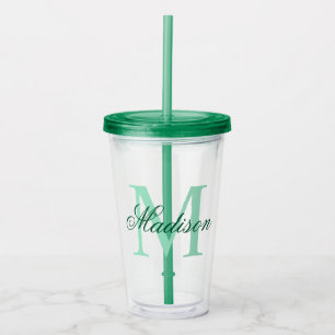 Create Your Personalized Monogram Name Green Acrylic Tumbler
