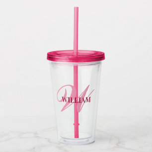 Create Your Personalized Monogram Name Pink  Acrylic Tumbler