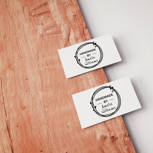 Create Your Personalized Rustic Botanical Handmade Rubber Stamp (Rustic Botanical Wreath Handmade With Love Custom Name stamp. Make your own business cards and tags!)