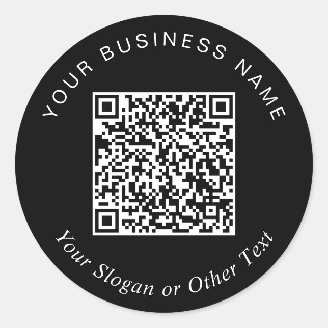 Create Your QR Code Promotional Black Classic Round Sticker (Front)