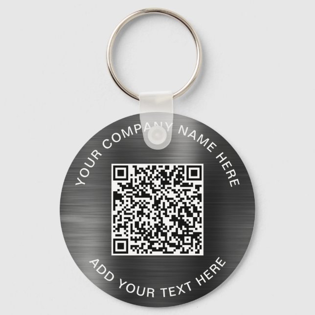 Create Your QR Code Promotional Grey Keychain (Front)