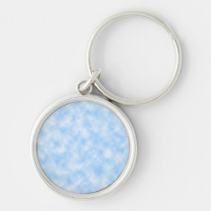 Created Blue and White Clouds Design Keychain