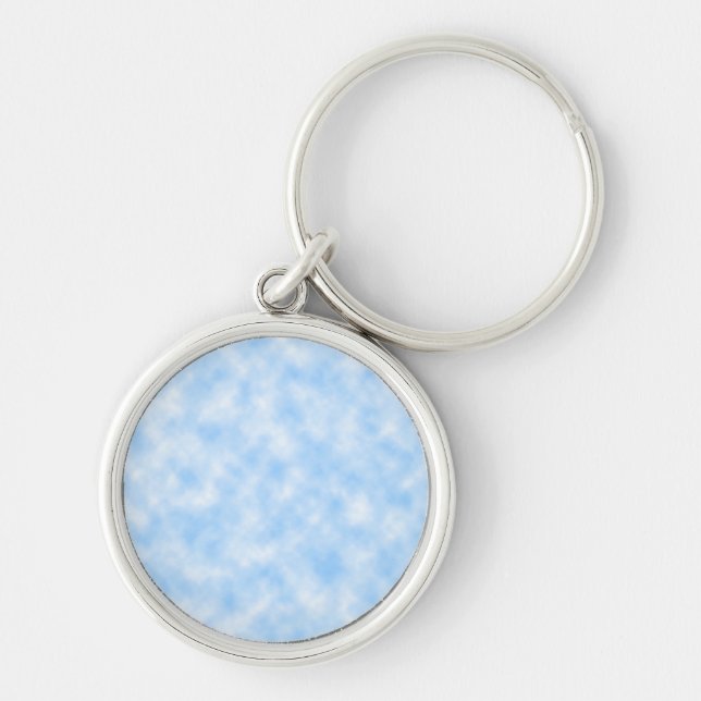 Created Blue and White Clouds Design Keychain (Front)