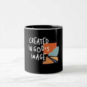 Created in God's Image - Inspiring Christian Quote Two-Tone Coffee Mug