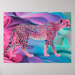 Created Pastel Cheetah Abstract Wallpaper Poster