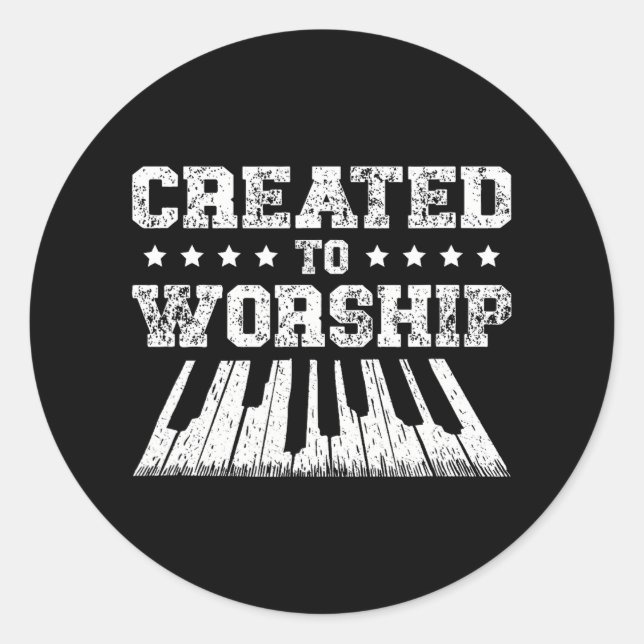 Created To Worship Piano Player Christian Classic Round Sticker (Front)