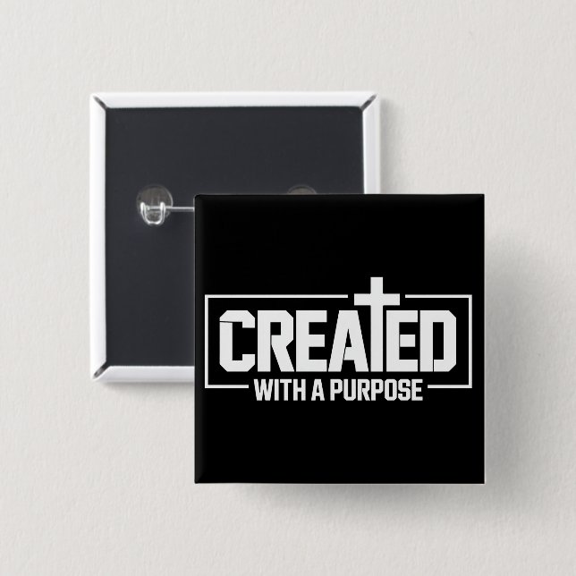 Created With A Purpose Christian Blessed Bible  2 Inch Square Button (Front & Back)