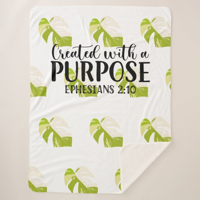 Created with a purpose Ephesians 2:10 Sherpa Blanket (Front)