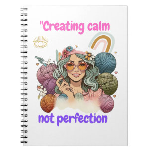 Creating calm, not perfection - Retro knitting gir Notebook
