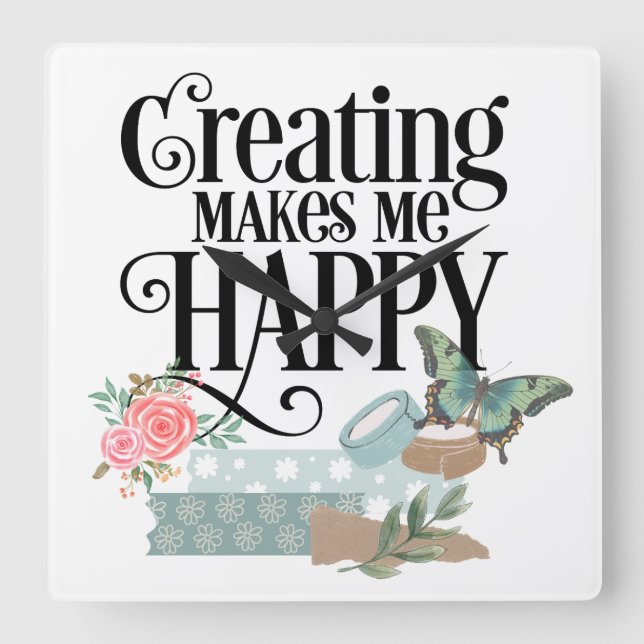Creating Makes Me Happy Wall Clock (Front)