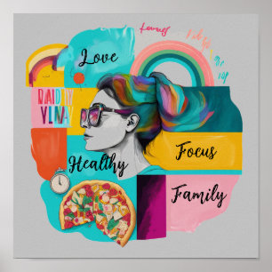 Creating My Dream Life: A Grey Vision Board  Poster