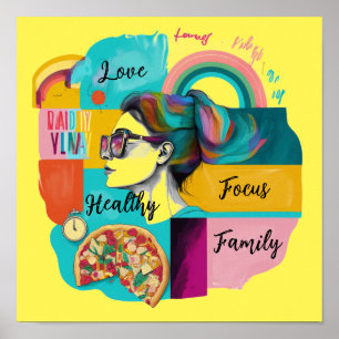 Creating My Dream Life: Yellow Vision Board Poster