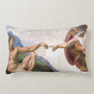 Creation of Adam by Michelangelo Lumbar Pillow