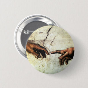 Creation of Adam - Hands Michelangelo 1475 - 1564 2 Inch Round Button
