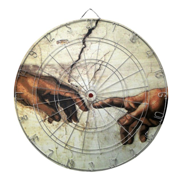 Creation of Adam - Hands Michelangelo 1475 - 1564 Dartboard (Front)
