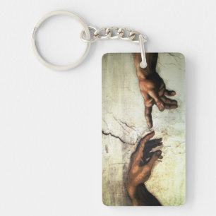 Creation of Adam - Hands Michelangelo 1475 - 1564 Keychain