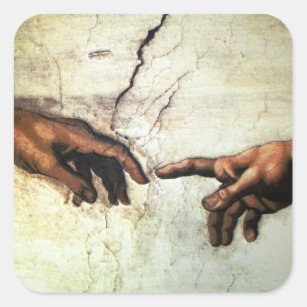 Creation of Adam - Hands Michelangelo 1475 - 1564 Square Sticker