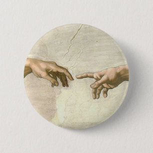 Creation of Adam Hands - Michelangelo 2 Inch Round Button