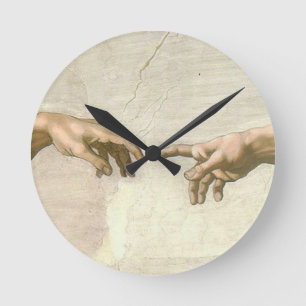 Creation of Adam Hands - Michelangelo Round Clock