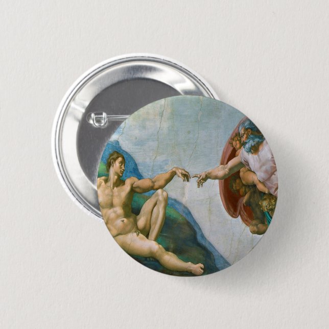 Creation of Adam - Michelangelo 1475 - 1564 2 Inch Round Button (Front & Back)
