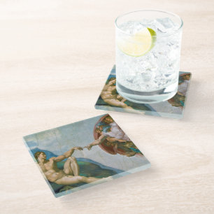 Creation of Adam - Michelangelo 1475 - 1564 Glass Coaster